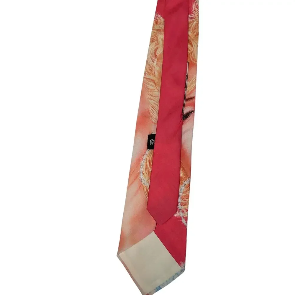 Vintage Ralph Marlin Pink Pin-Up Style Tie Retro Blonde Marylin Monroe‎